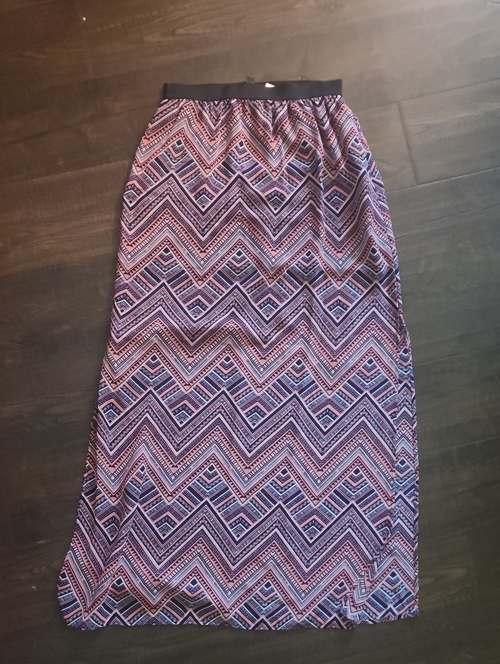 H&M Chevron Maxi Skirt in Pink and Navy
